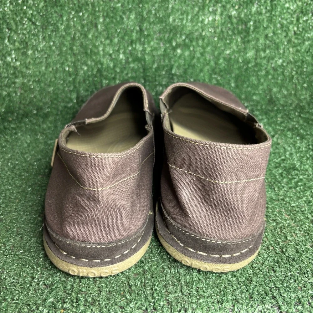 NEW Crocs Cabo Canvas Slip On Loafer Casual Comfort Walking Shoe Brown Mens 12